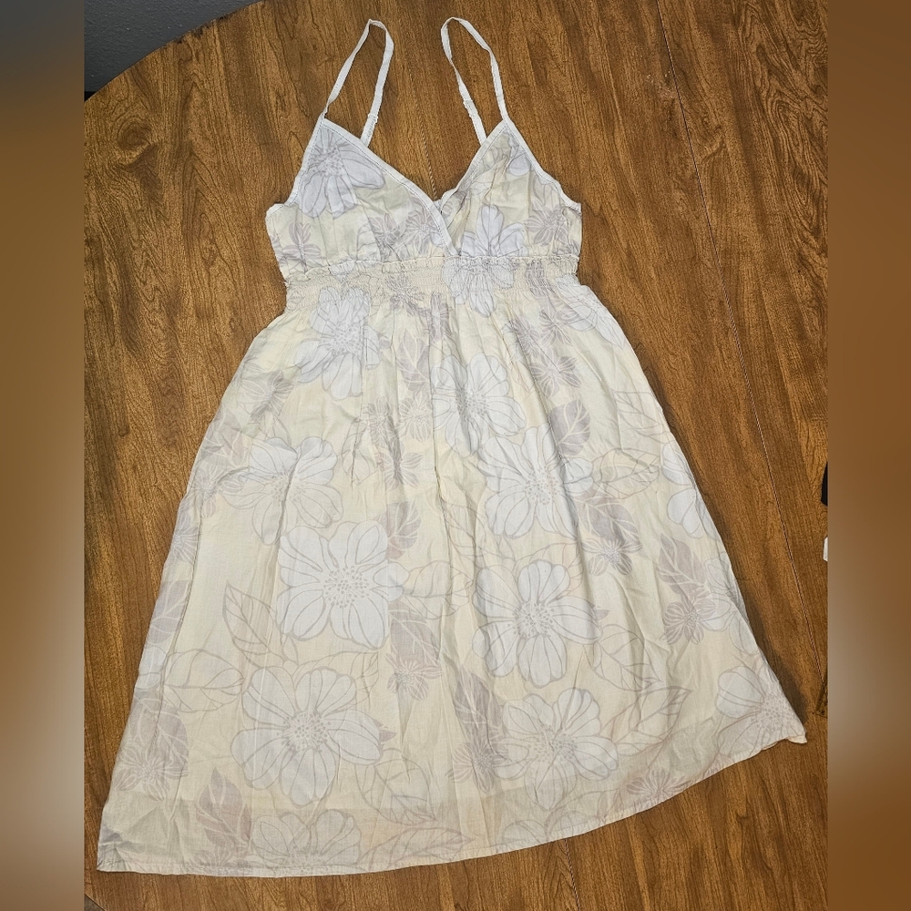 Aeropostale White And Yellow Elastic Waist Sundress New Size M